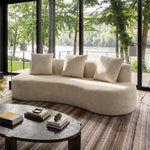 6.6'' W Curved Linen Sofa, Modern Upholstered Couch With 2 Accent Pillows