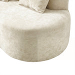 6.6'' W Curved Linen Sofa, Modern Upholstered Couch With 2 Accent Pillows