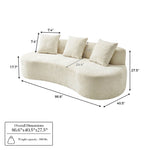 6.6'' W Curved Linen Sofa, Modern Upholstered Couch With 2 Accent Pillows