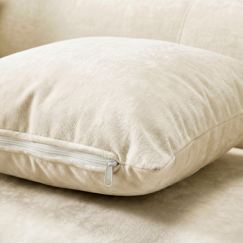 6.6'' W Curved Linen Sofa, Modern Upholstered Couch With 2 Accent Pillows