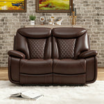 62.6'' Wide Diamond Stitching Breathable Leather Power Reclining Loveseat with USB