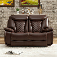 62.6'' Wide Diamond Stitching Breathable Leather Power Reclining Loveseat with USB