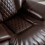 62.6'' Wide Diamond Stitching Breathable Leather Power Reclining Loveseat with USB