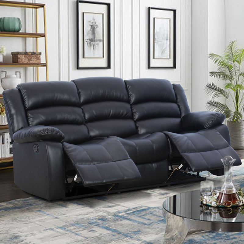 81.5'' Wide Modern and Super Soft Faux Leather Manual Reclining Sofa with Wide Backrest