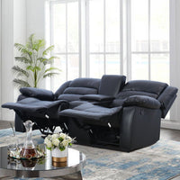 71.7'' Wide Modern and Overstuffed Breathable Vegan Leather Manual Reclining Loveseat Sofa with Cup Holder and Storage