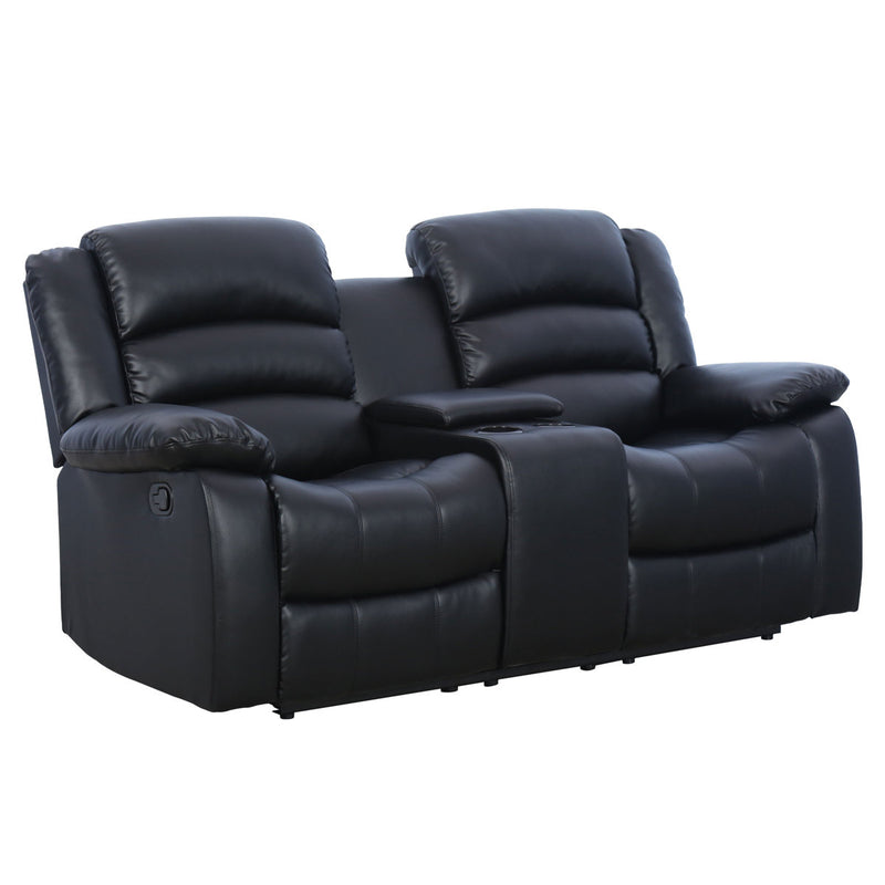 71.7'' Wide Modern and Overstuffed Breathable Vegan Leather Manual Reclining Loveseat Sofa with Cup Holder and Storage