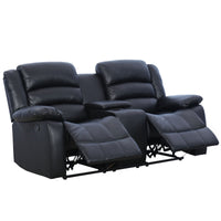 71.7'' Wide Modern and Overstuffed Breathable Vegan Leather Manual Reclining Loveseat Sofa with Cup Holder and Storage