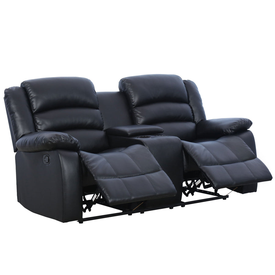 71.7'' Wide Modern and Overstuffed Breathable Vegan Leather Manual Reclining Loveseat Sofa with Cup Holder and Storage