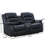 71.7'' Wide Modern and Overstuffed Breathable Vegan Leather Manual Reclining Loveseat Sofa with Cup Holder and Storage