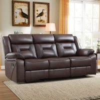 84.6" W Vegan Leather Manual Reclining Sofa with Pillow Top Arms