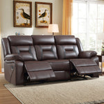 84.6" W Vegan Leather Manual Reclining Sofa with Pillow Top Arms
