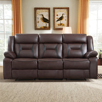 84.6" W Vegan Leather Manual Reclining Sofa with Pillow Top Arms