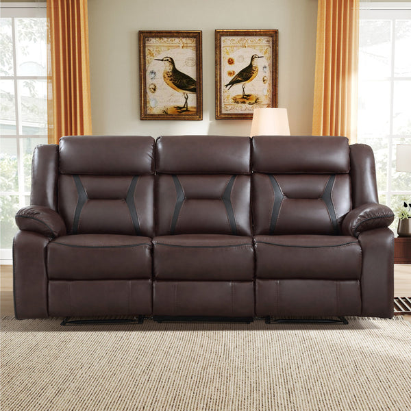 84.6" W Vegan Leather Manual Reclining Sofa with Pillow Top Arms