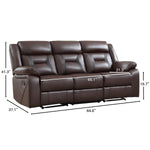84.6" W Vegan Leather Manual Reclining Sofa with Pillow Top Arms