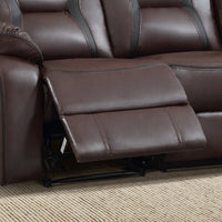 84.6" W Vegan Leather Manual Reclining Sofa with Pillow Top Arms