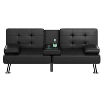 65.8'' Faux Leather Reclining Sofa Bed