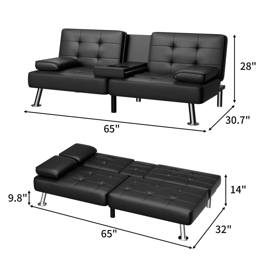 65.8'' Faux Leather Reclining Sofa Bed