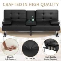65.8'' Faux Leather Reclining Sofa Bed