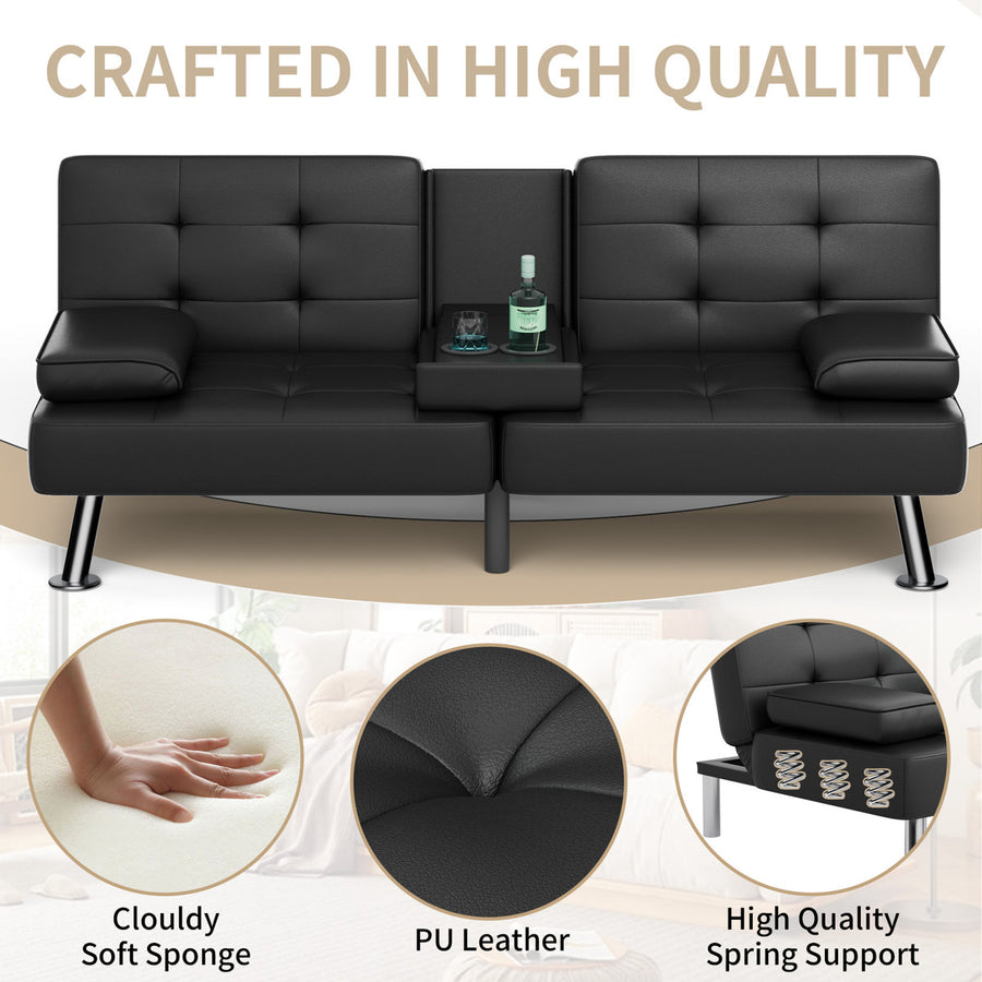 65.8'' Faux Leather Reclining Sofa Bed