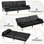 65.8'' Faux Leather Reclining Sofa Bed
