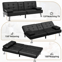 65.8'' Faux Leather Reclining Sofa Bed