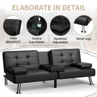 65.8'' Faux Leather Reclining Sofa Bed