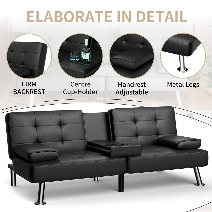 65.8'' Faux Leather Reclining Sofa Bed