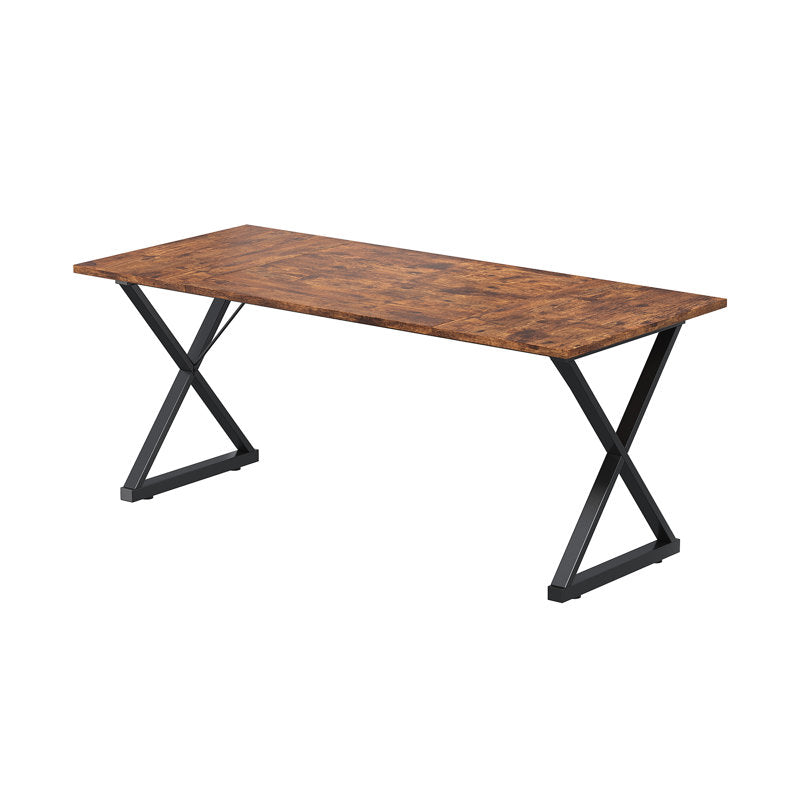 71" Executive Desk with Metal Frame & Vintage Wood Finish, Large Computer Desk with 360 lbs Capacity for Home Office – Ergonomic Writing Table with Adjustable Feet