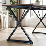 71" Executive Desk with Metal Frame & Vintage Wood Finish, Large Computer Desk with 360 lbs Capacity for Home Office – Ergonomic Writing Table with Adjustable Feet
