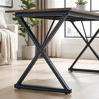 71" Executive Desk with Metal Frame & Vintage Wood Finish, Large Computer Desk with 360 lbs Capacity for Home Office – Ergonomic Writing Table with Adjustable Feet