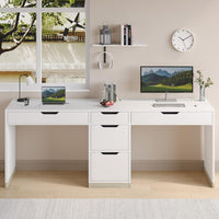 78 Inch Double Desk for Two People with 5 Drawers, Extra Long Computer Desk Writing Workstation (Incl. File Drawer) for Home Office