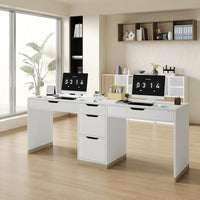 78 Inch Double Desk for Two People with 5 Drawers, Extra Long Computer Desk Writing Workstation (Incl. File Drawer) for Home Office