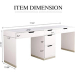 78 Inch Double Desk for Two People with 5 Drawers, Extra Long Computer Desk Writing Workstation (Incl. File Drawer) for Home Office