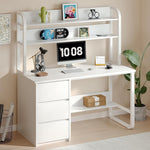 60 Inch Computer Desk with Drawers,Study Writing Desk with Hutch for Bedroom
