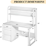 60 Inch Computer Desk with Drawers,Study Writing Desk with Hutch for Bedroom