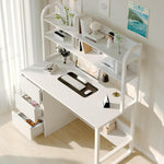 60 Inch Computer Desk with Drawers,Study Writing Desk with Hutch for Bedroom