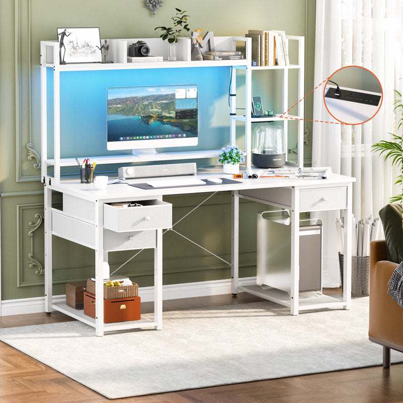 67.32" W Gaming Computer Desk with Storage Drawer, Cabinet and Open Shelving