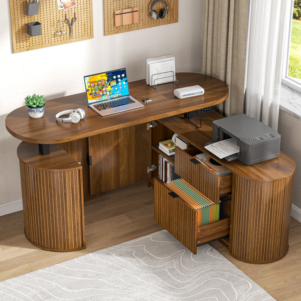 59 Inch Electric L Shaped Standing Desk, Height Adjustable Sit to Stand Up Corner Desk, Ergonomic Home Office Computer Desk with Memory Presets and Hooks for Workstations, Rustic Brown