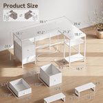 66 in. L-Shaped Computer Desk with 2 Monitor Stand, Power Outlet, Cabinet Gaming Desk Metal Base with Drawers Writing desk for Home Office
