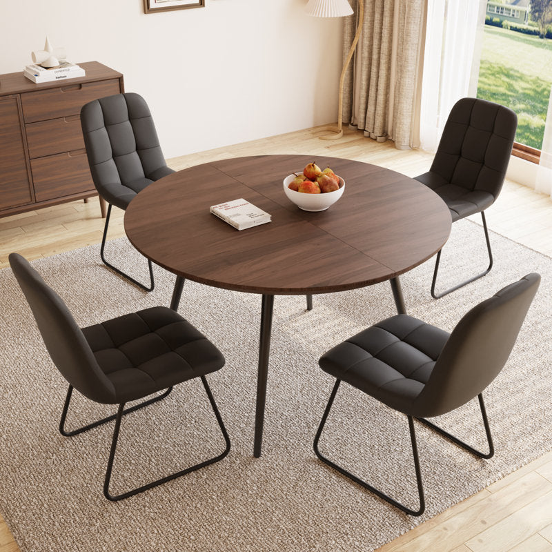 5 - Pieces Modern Kitchen Dining Set, 43'' to 59'' Extendable Dining Table Set with 32.8"H Upholstered Dining Chairs for 4 Person(1 Table 4 Chairs)