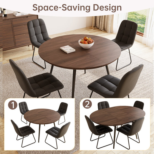5 - Pieces Modern Kitchen Dining Set, 43'' to 59'' Extendable Dining Table Set with 32.8"H Upholstered Dining Chairs for 4 Person(1 Table 4 Chairs)