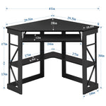 Lambrecht Corner Desk with Storage Shelves, Triangle Computer Desk with Keyboard Tray & Bookshelves for Small Space, 90 Degrees Space Saving Writing Desk Laptop PC Table for Home Office, Living Room, Bedroom