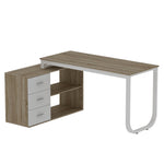 55''W Solid Wood Base Writing Desk with  2- Large Storage Drawer, Arc-shaped Table Corner Design For Home And Office