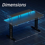 Luxury Arts Grell Gaming Desk With LED Lights, 47" Home Office Gamer Desk, Ergonomic Computer Table With Large Carbon Fiber Surface Desktop, Office Workstation With Mouse Pad, Cup Holder & Headphone Hook