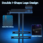 Luxury Arts Grell Gaming Desk With LED Lights, 47" Home Office Gamer Desk, Ergonomic Computer Table With Large Carbon Fiber Surface Desktop, Office Workstation With Mouse Pad, Cup Holder & Headphone Hook