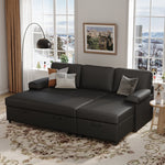 80" L-Shaped Sleeper Sectional Sofa with Pull-Out Bed and Storage Chaise, for Living Room Office