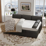 80" L-Shaped Sleeper Sectional Sofa with Pull-Out Bed and Storage Chaise, for Living Room Office