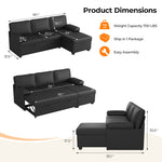 80" L-Shaped Sleeper Sectional Sofa with Pull-Out Bed and Storage Chaise, for Living Room Office