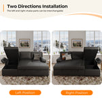 80" L-Shaped Sleeper Sectional Sofa with Pull-Out Bed and Storage Chaise, for Living Room Office