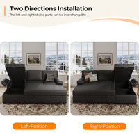 80" L-Shaped Sleeper Sectional Sofa with Pull-Out Bed and Storage Chaise, for Living Room Office